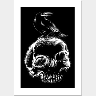 Crow on Skull Posters and Art